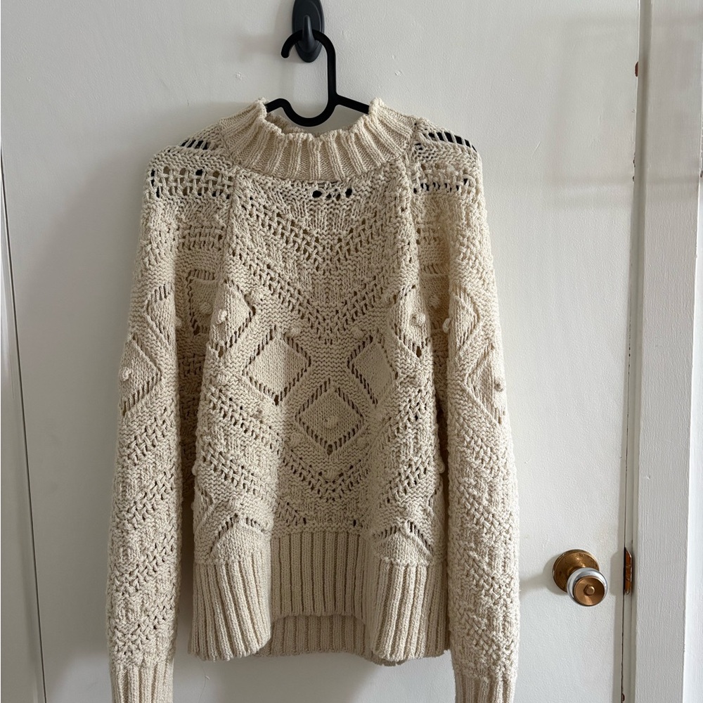 River Island Cream Open-Weave Diamond Knit Sweater